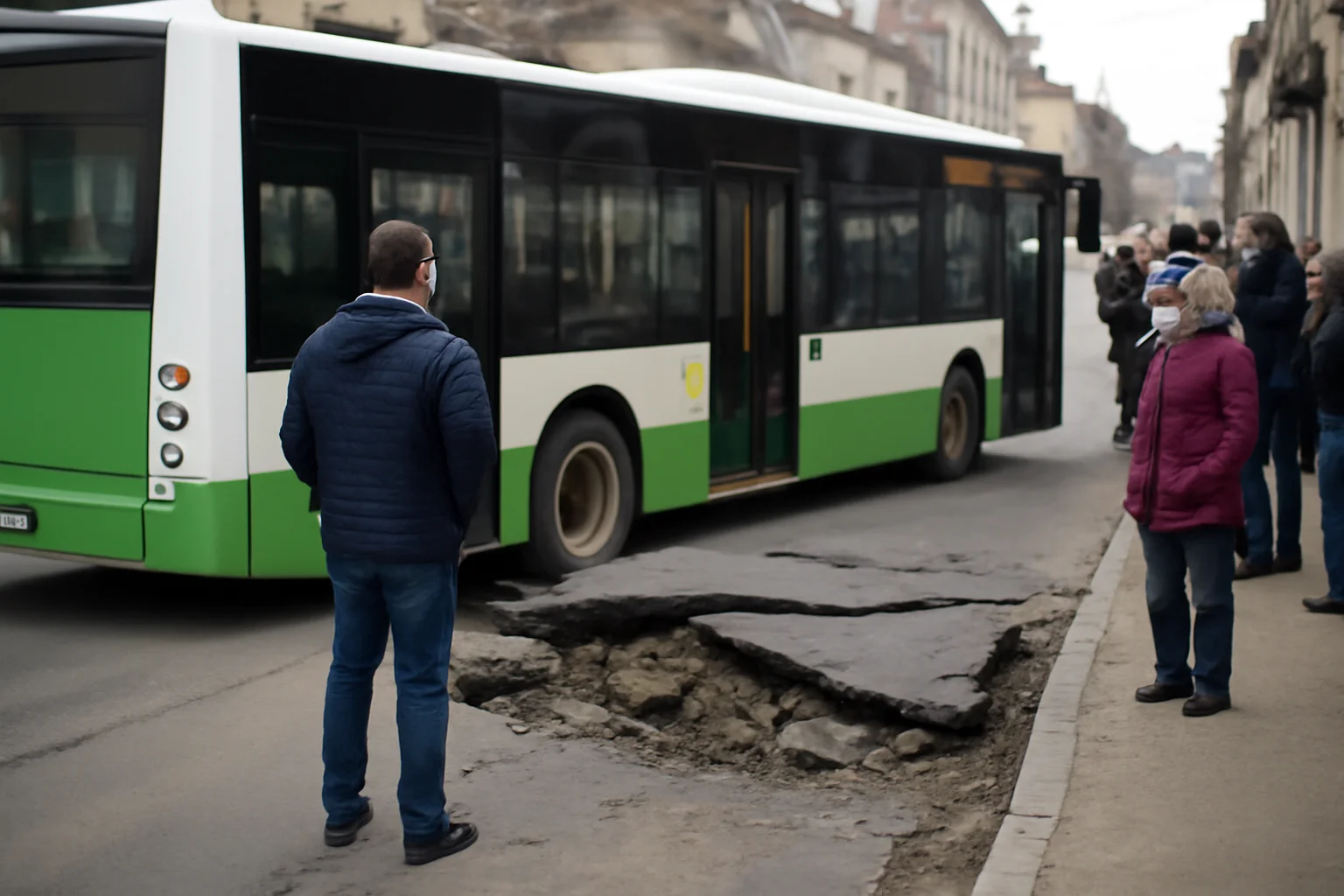 Cauza oficială a surpării asfaltului pe strada Nicolae Bălcescu din Brăila, unde un autobuz cu călători a rămas blocat