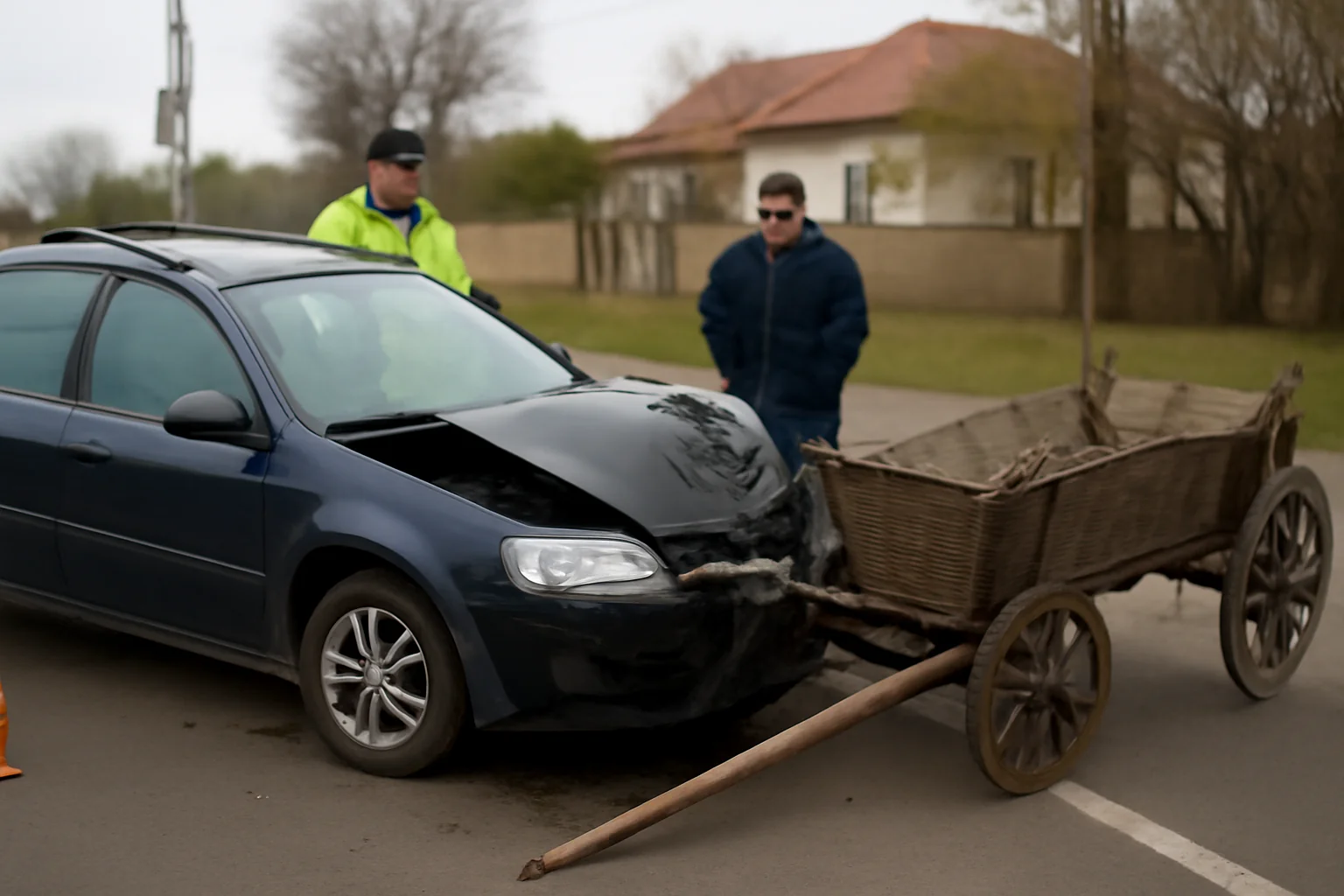 Coliziune între mașină și căruță la Viziru, pe DN21, în județul Brăila