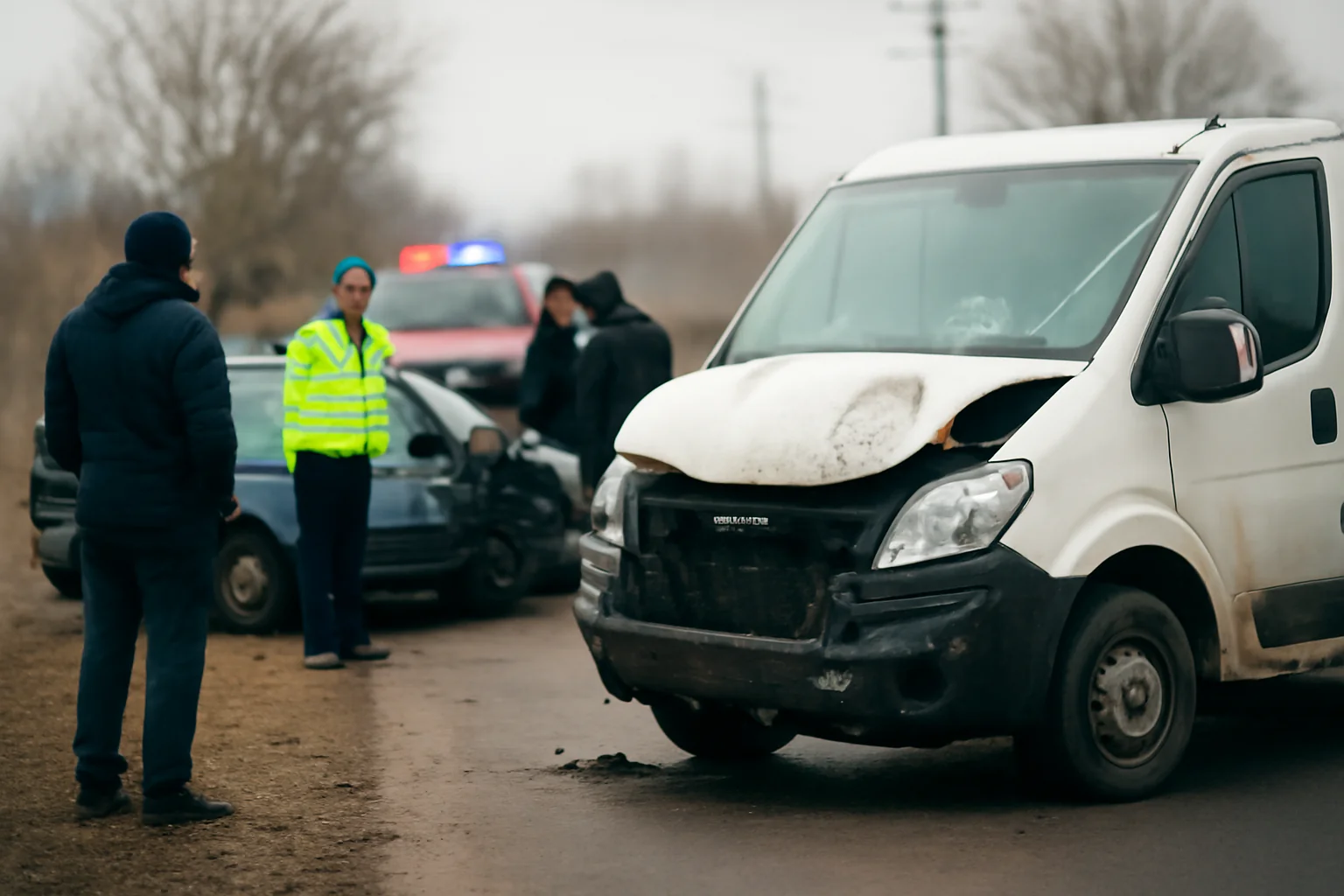 Incident rutier fără victime pe DN 22B, aproape de Brăila, provocat de gheața de pe o autoutilitară