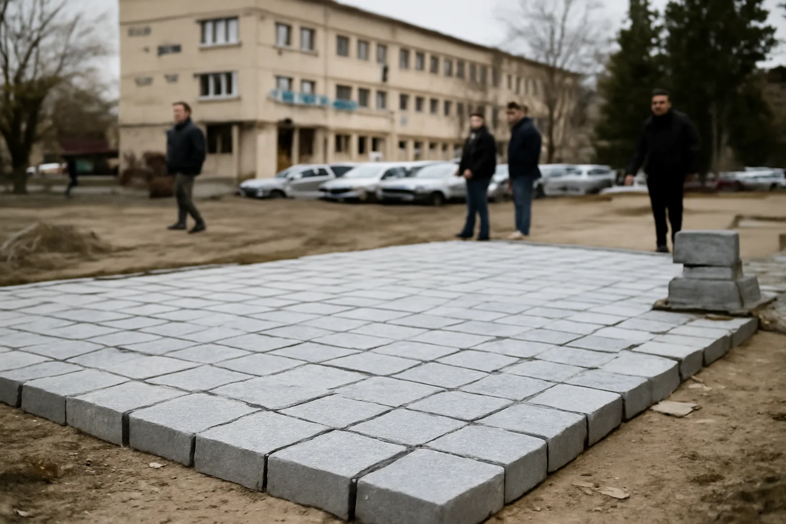 Parcarea Poliției din Brăila va fi reamenajată cu dale de granit pe fundație de beton